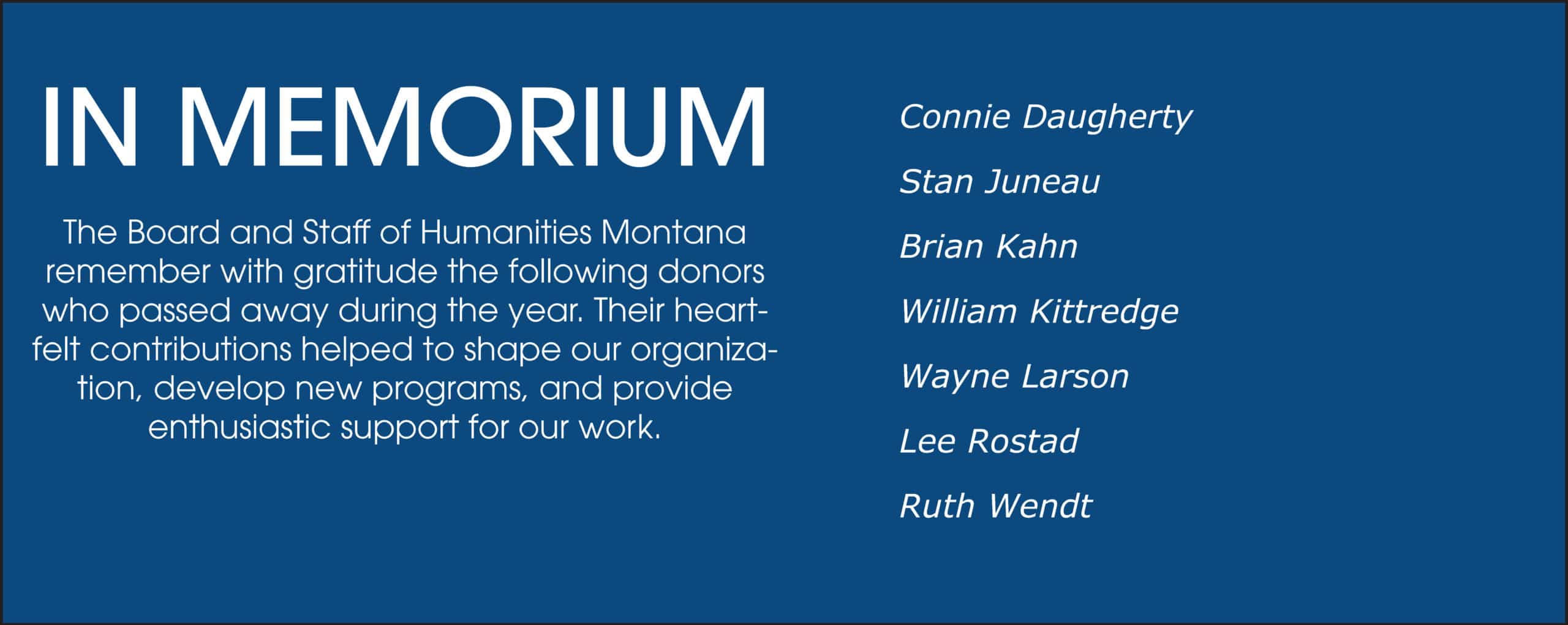 In Memorium Humanities Montana